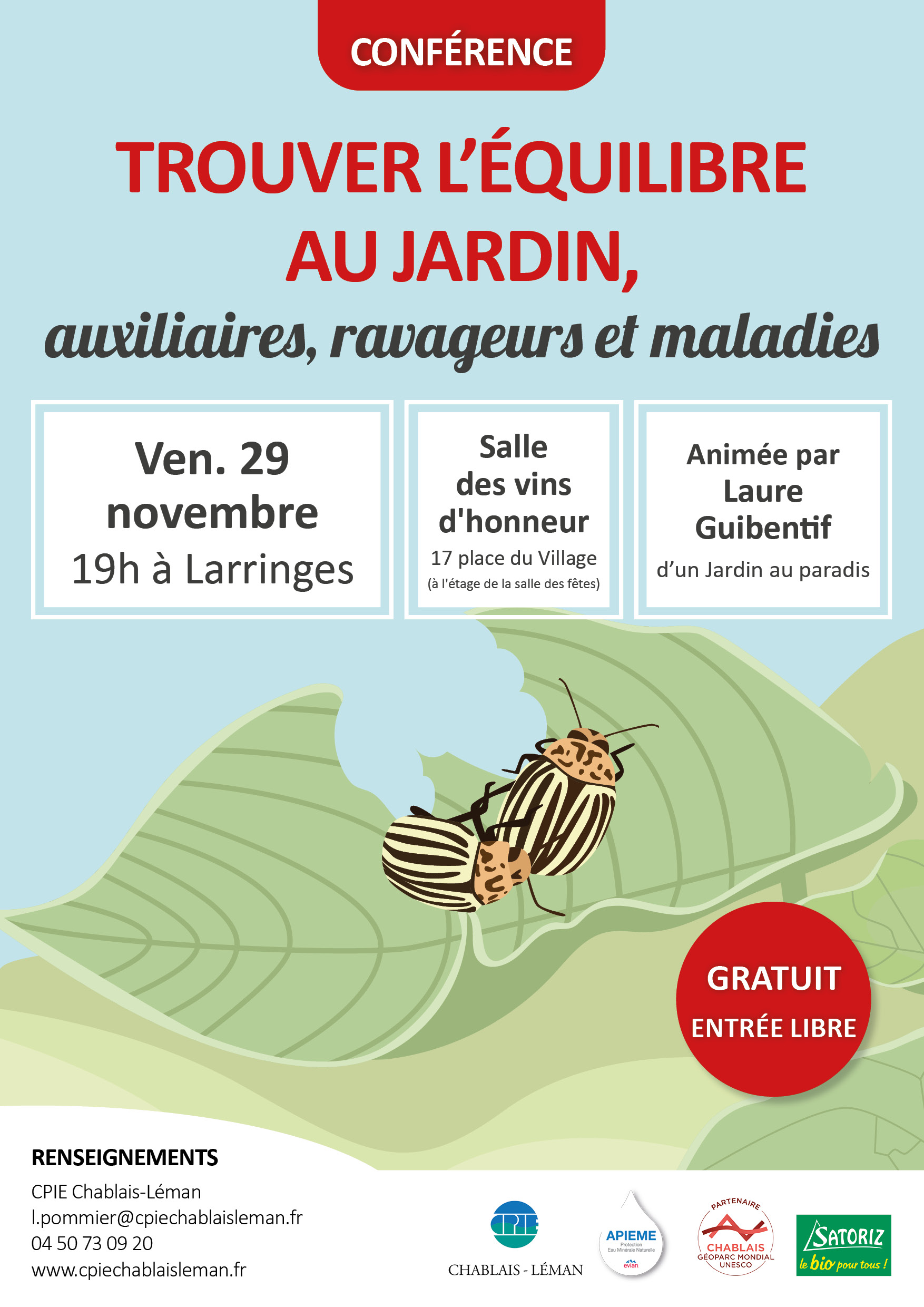 Conférence publique - Trouver l'équilibre au jardin, auxiliaires, ravageurs et maladies