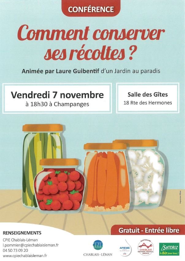 Conférence publique - Comment conserver ses récoltes